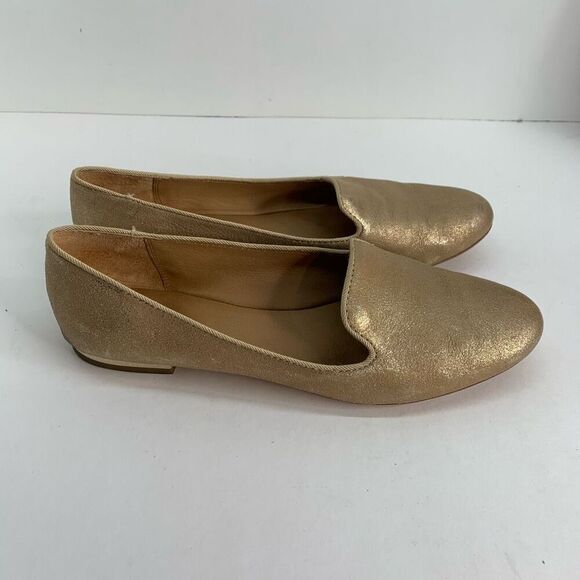 Coach Metallic Leather Gold Heeled Catrin Loafers size 8.5 B - Picture 1 of 9